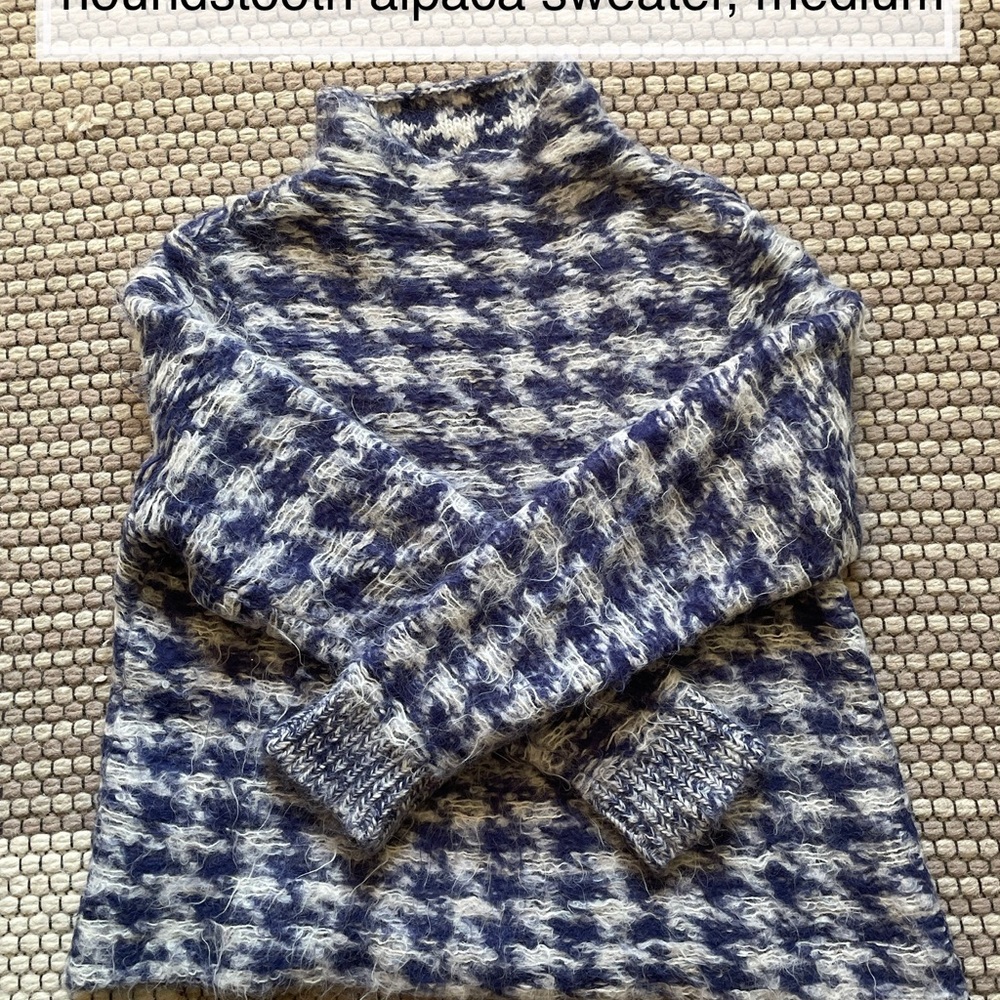 Blue and White Houndstooth Sweater